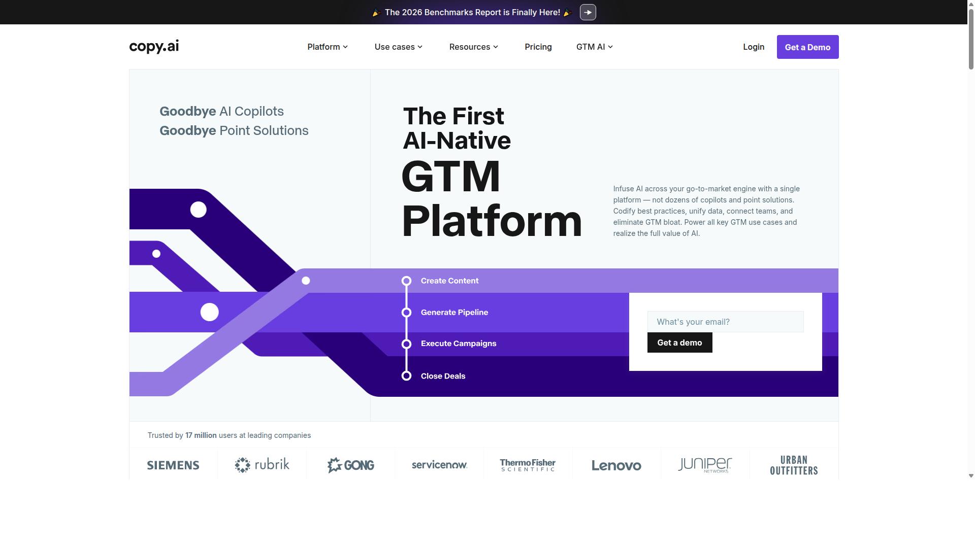 Copy.ai website shown in an Expert Webbers demand generation review