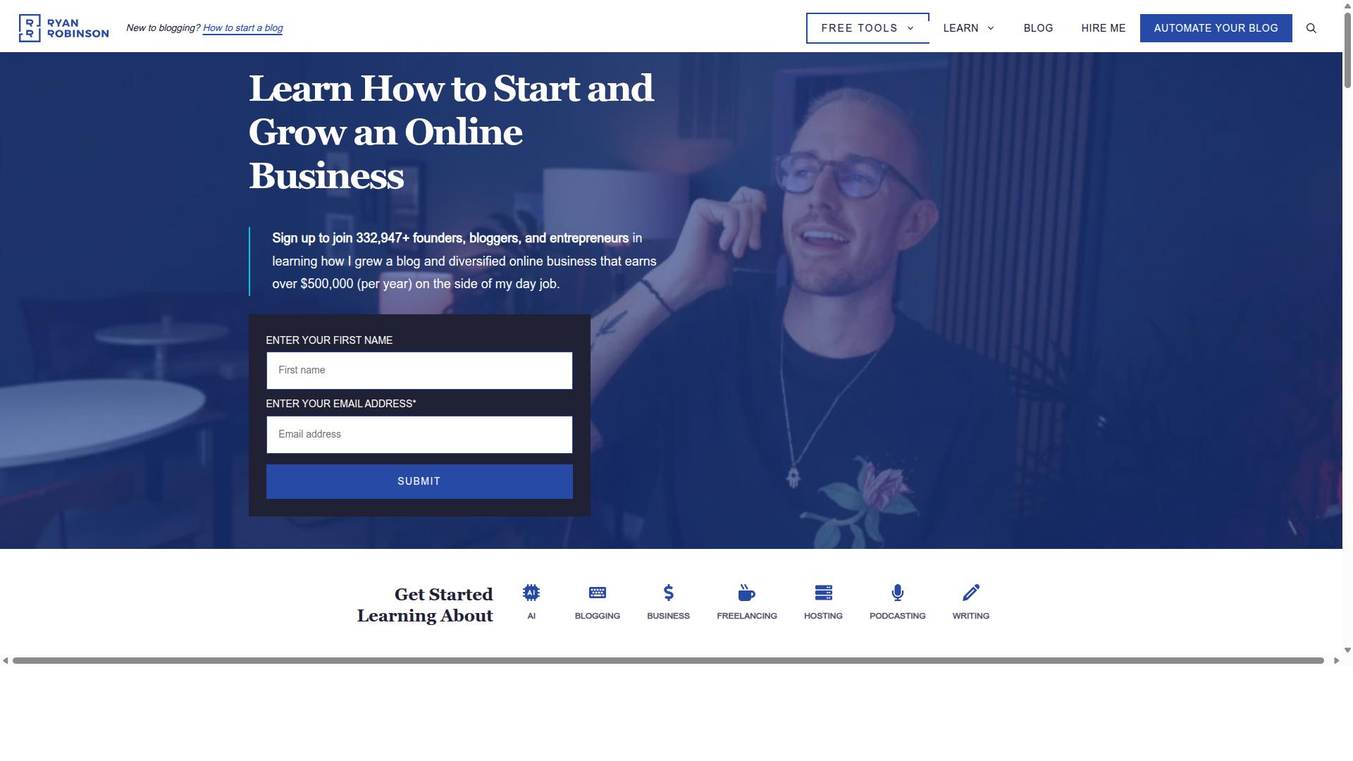Ryrob's AI article writer website