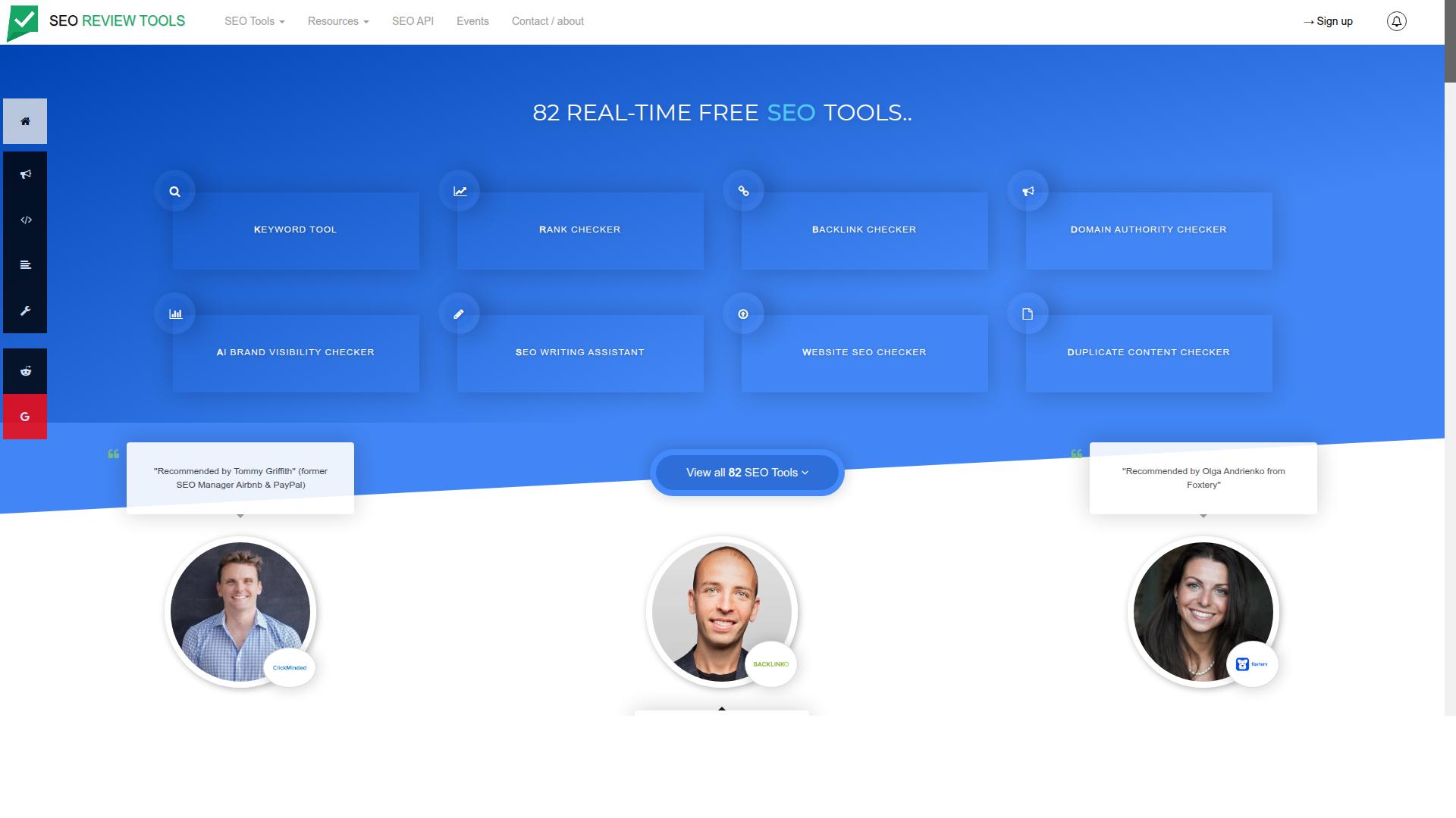 SEO Review Tools website